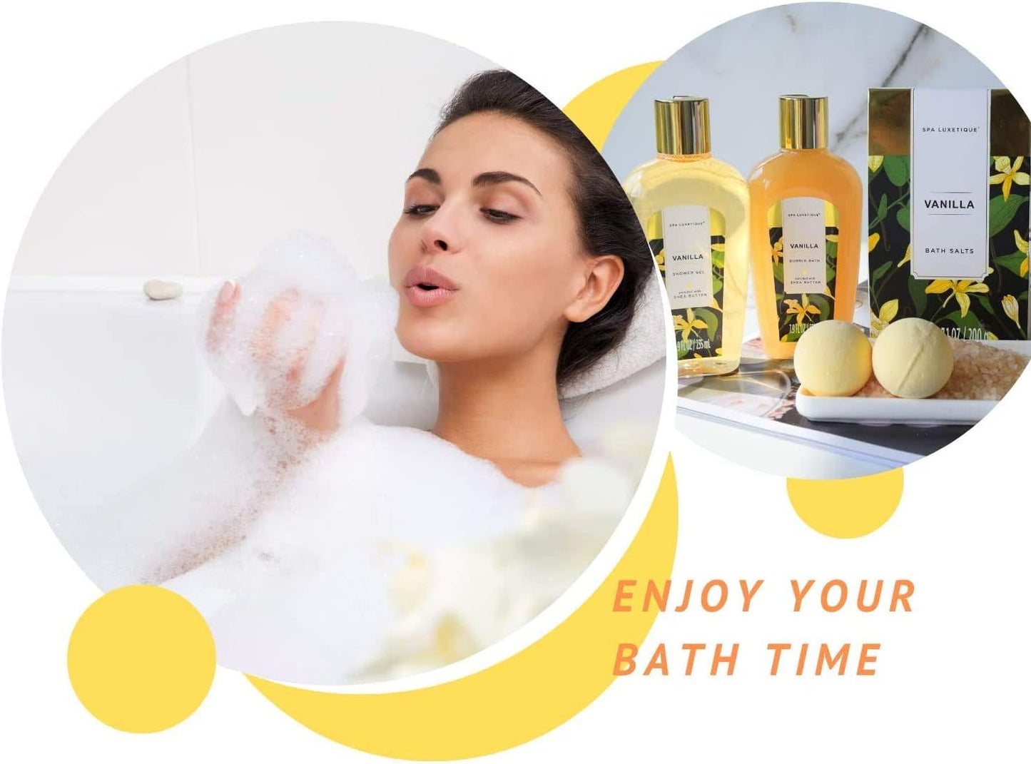 Coffret Cadeau Pour Les Femmes, 10PC Coffret De Bain, Parfum De Vanille, Crème Pour Les Mains, Cadeau De Noël Et D’Anniversaire, Cadeau Noël, Cadeau Fête Des Mères