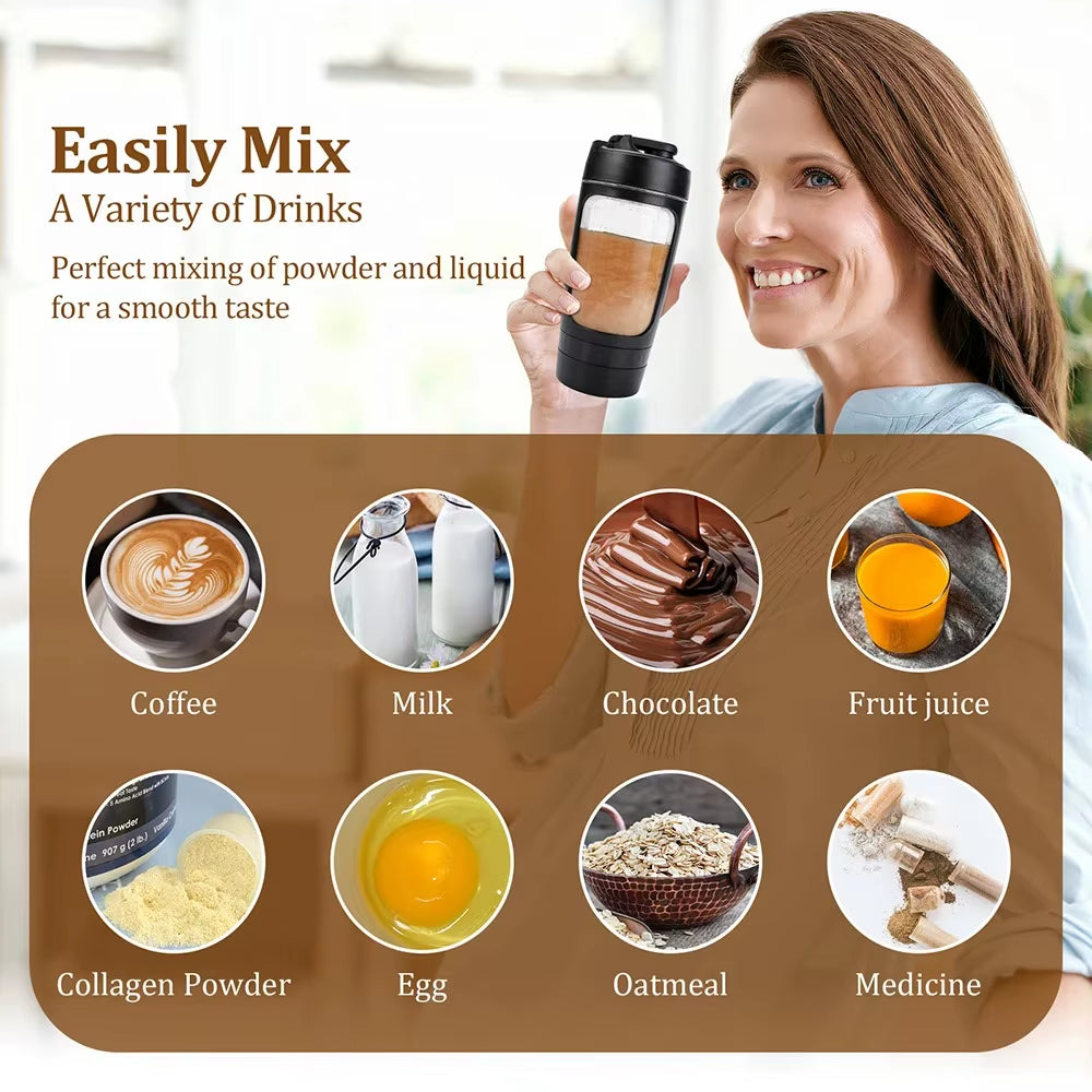 650Ml Electric Shaker Bottle Portable Whey Protein Shaker Automatic Stirring Blender Multipurpose Juice Mixer Cups Fitness Work